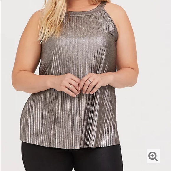 Torrid Pleated Metallic Gold Goddess Tank - Picture 6 of 9